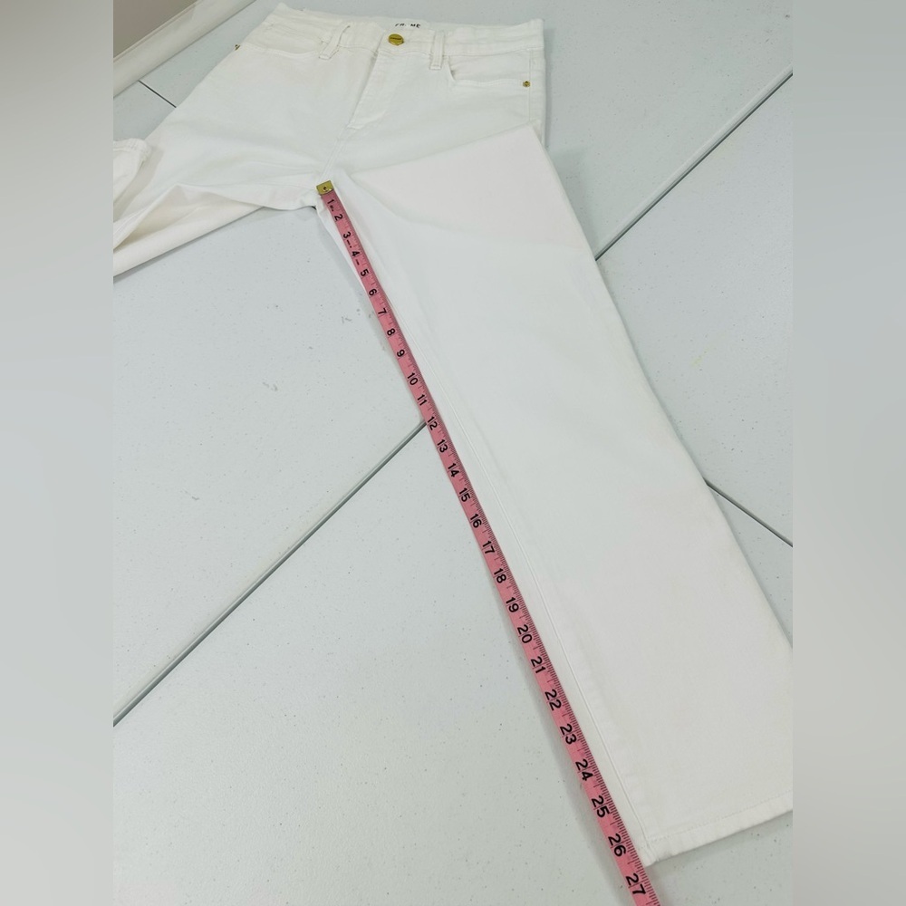 FRAME Le High Straight Blanc White Jeans Cropped Clean Minimal Resort Coastal 27 - Picture 10 of 16